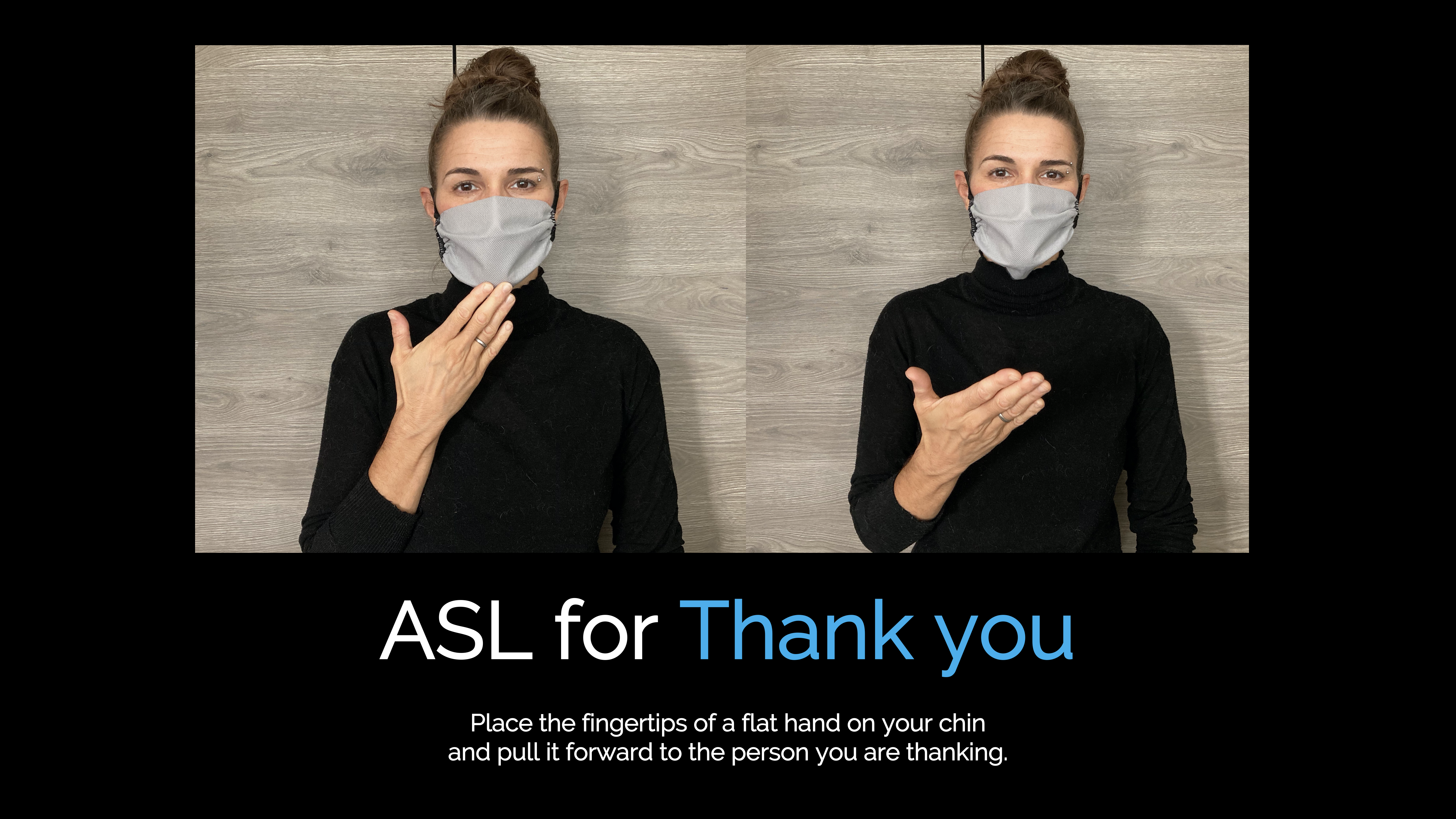 Woman does ASL for thank you
