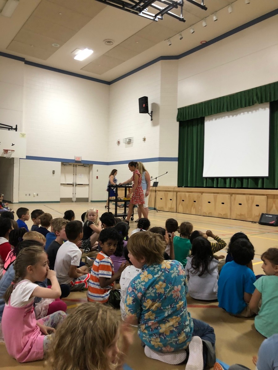 Abbie speaks to younger students at her school