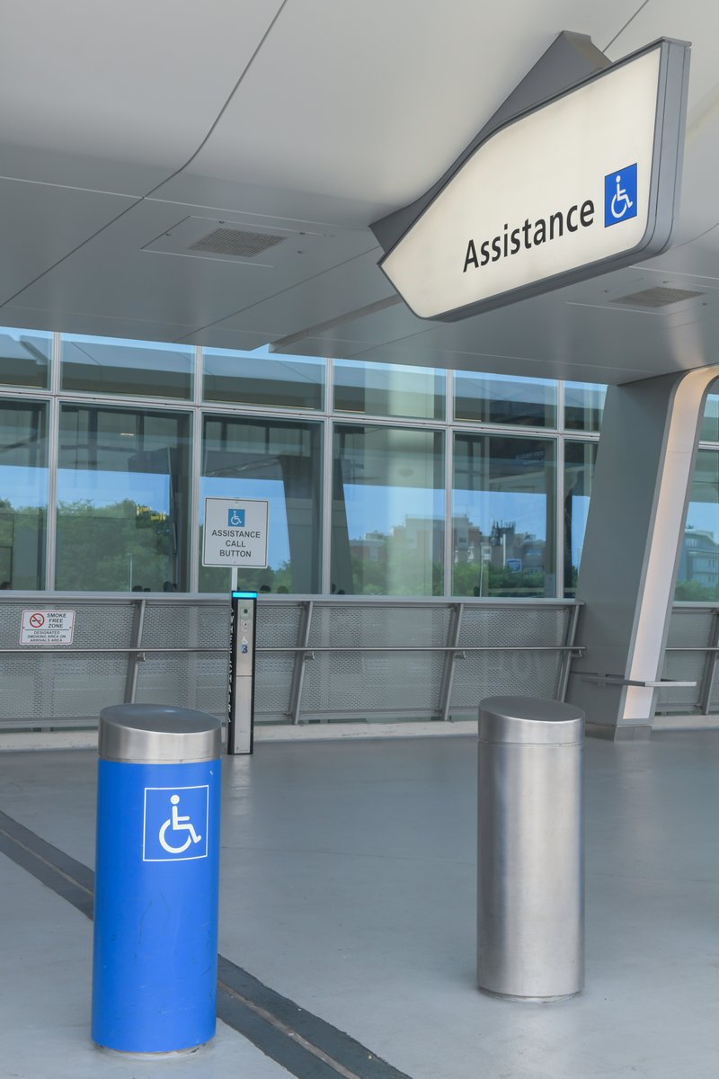 Assistance curb at LaGuardia airport at Terminal B