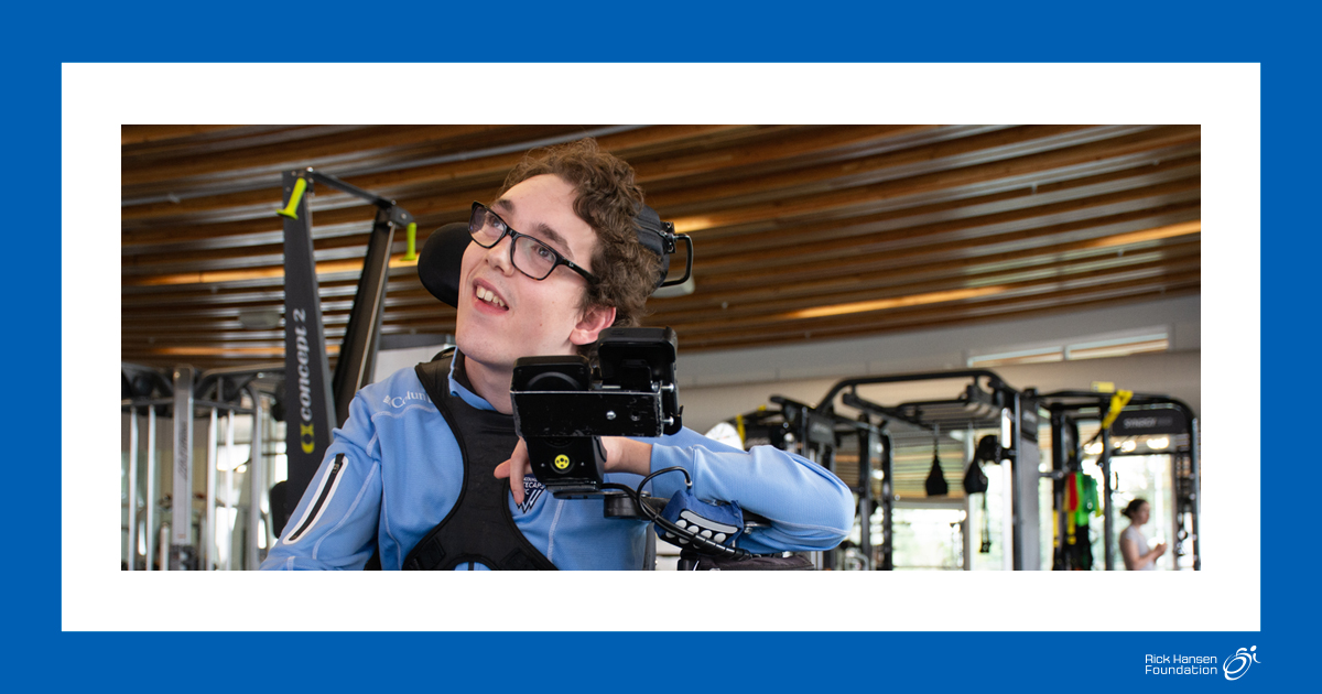 Man using wheelchair in gym