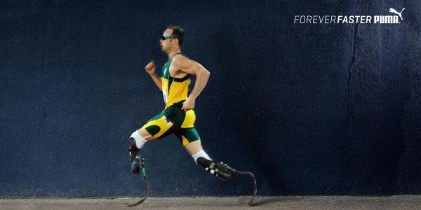 A mock-up ad for Puma showing a person with a disability.