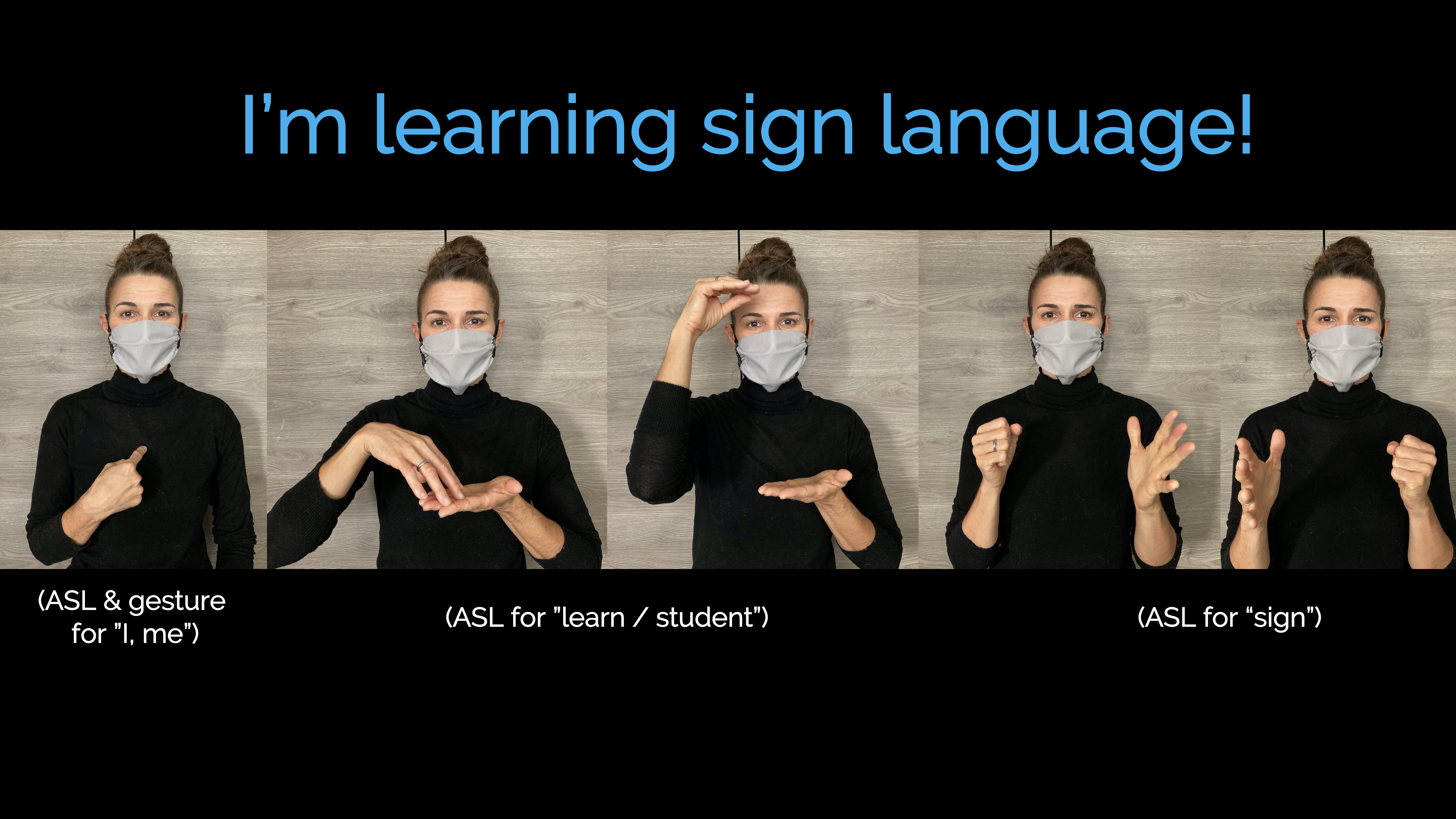 Woman does ASL for I'm learning sign language