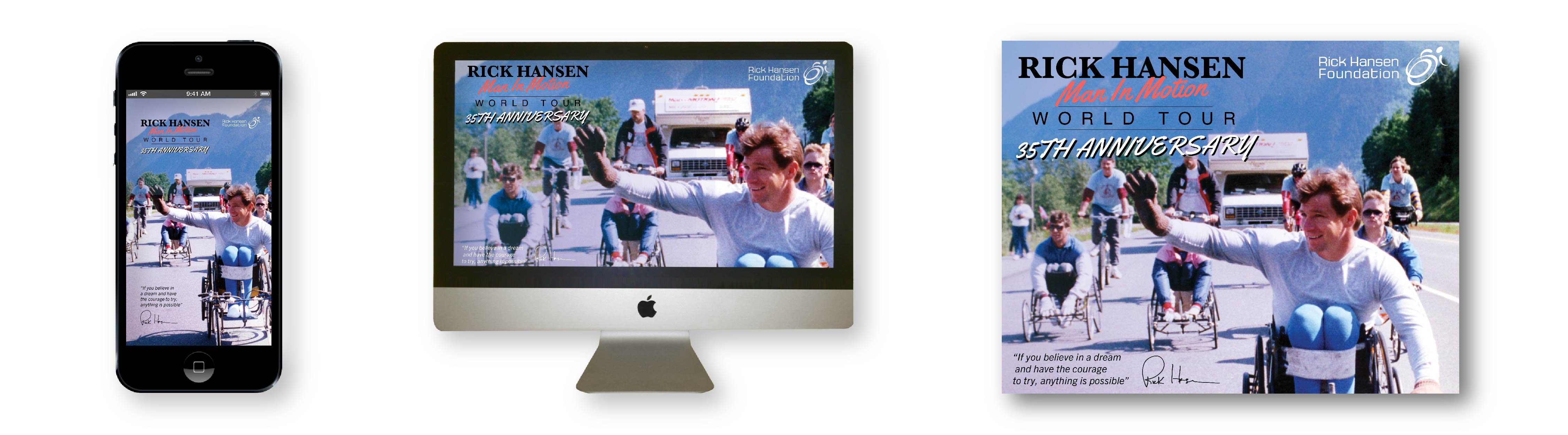 phone wallpaper, computer and a poster of Rick Hansen