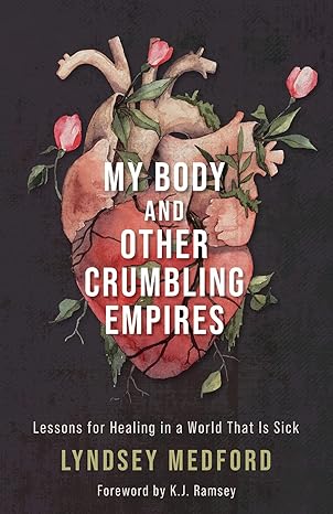 The cover of my body and other crumbling empires. It is a heart with roses wrapped around it