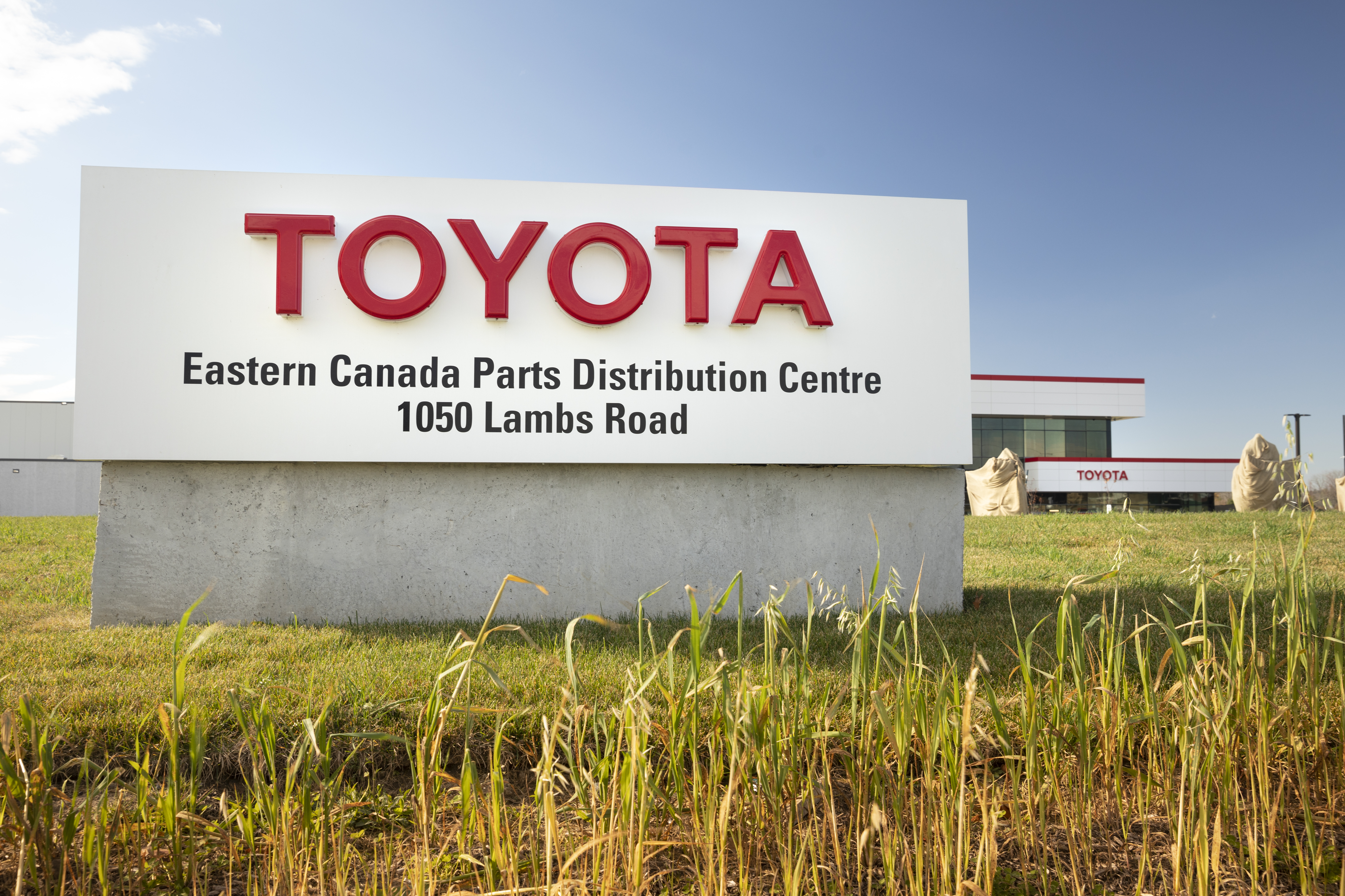 toyota sign in a grass field