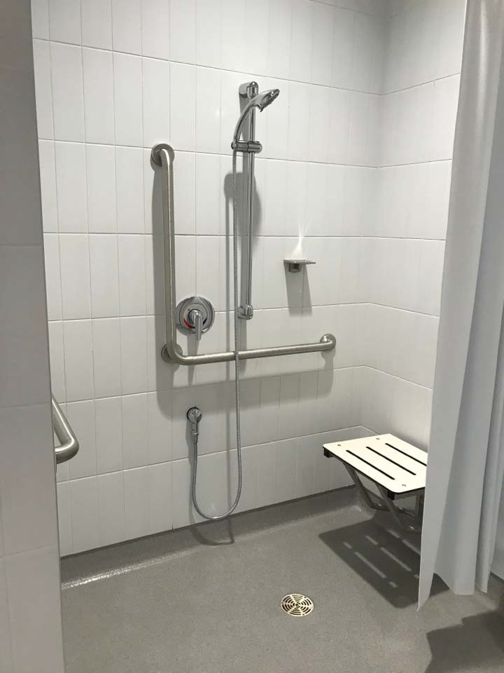 Barrier free shower with seat, brand new