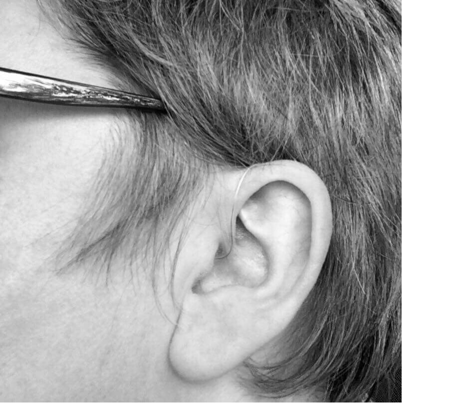 Close up of hearing aids on Lelainia