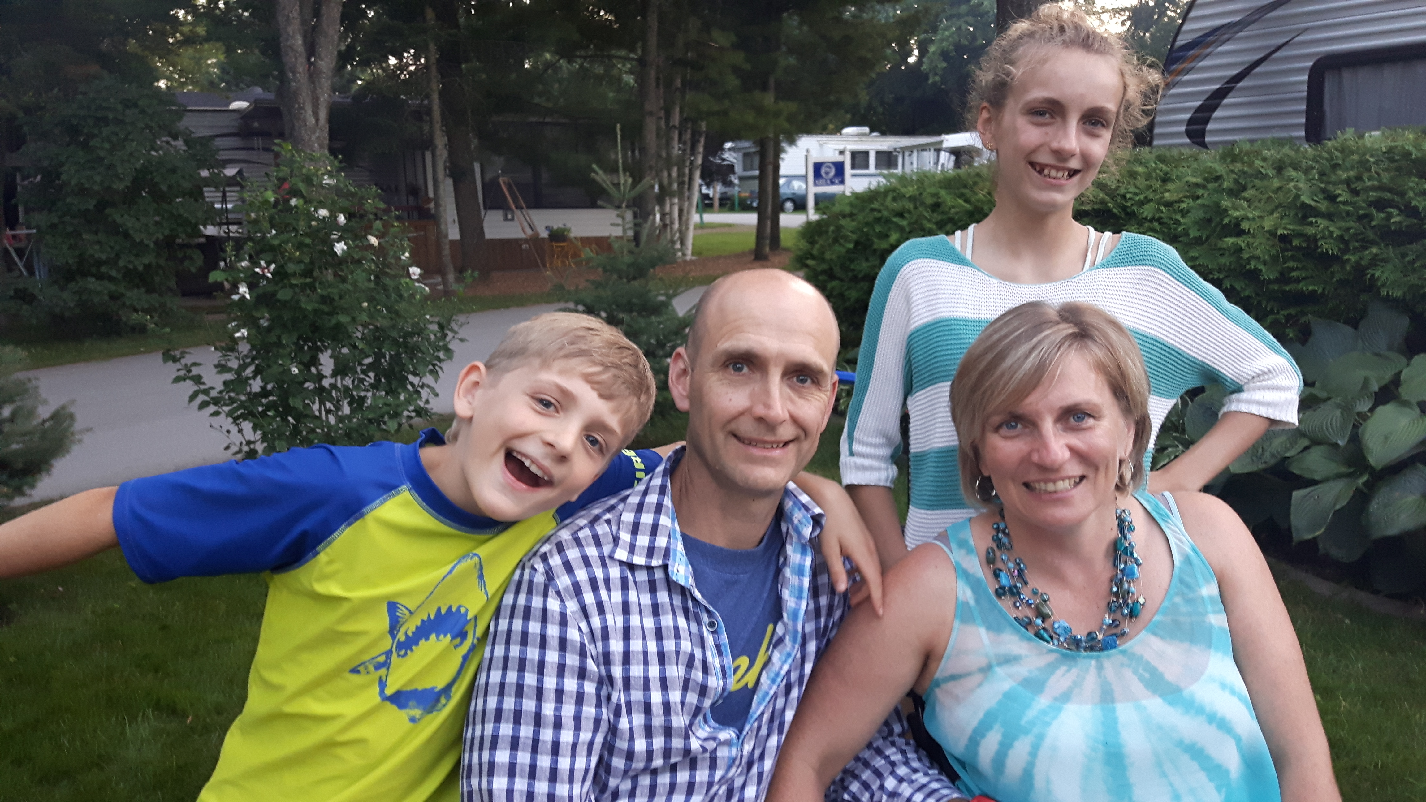 Julie and her husband and two children