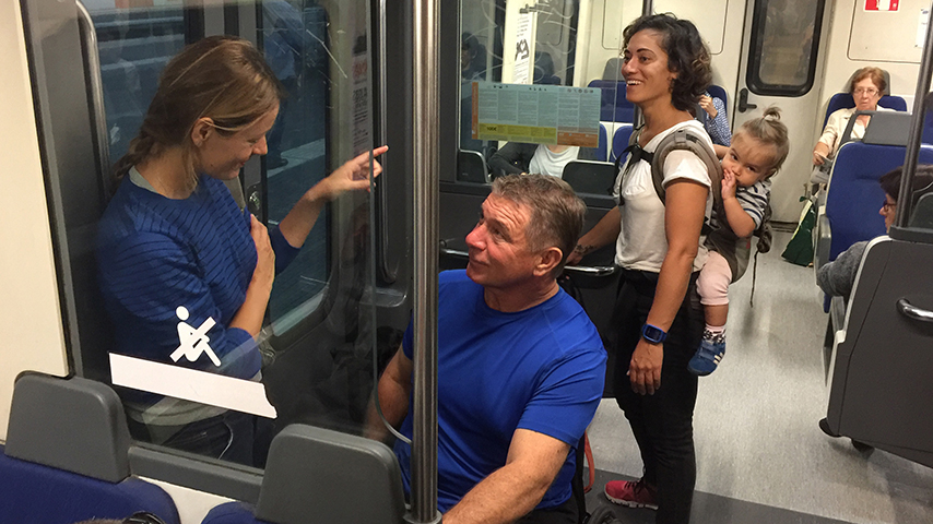 Rick and Ivana on public transit.