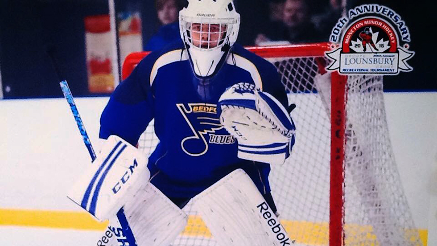 Michael playing hockey