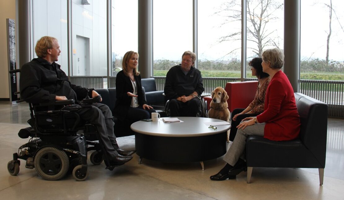 Group of people with disabilities come together to talk about working with a disability