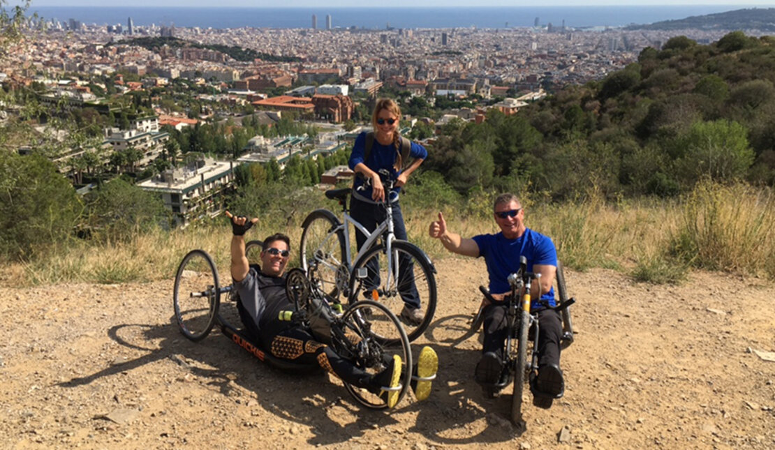 Julià, Ivana and Rick Hansen on trikes