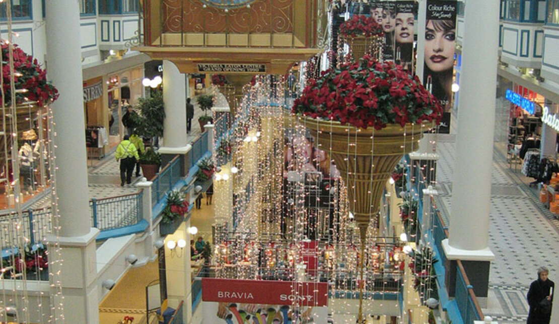 Inside a mall from the top floor