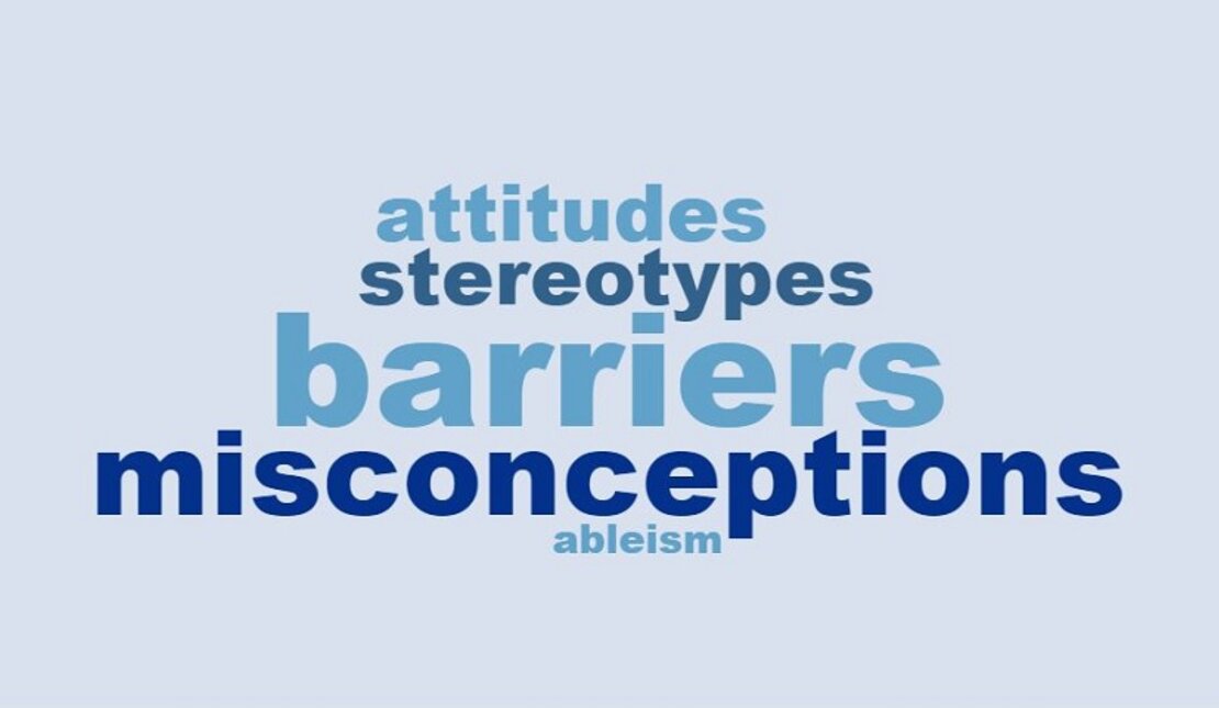 Attitudes, stereotypes, barriers, misconceptions, ableism