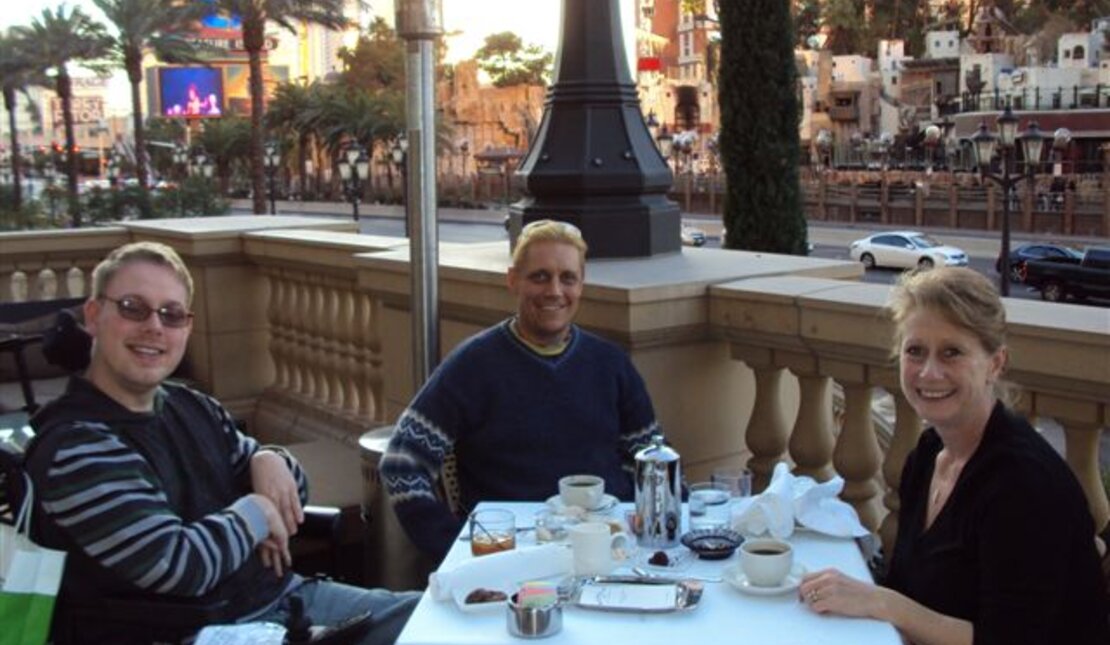 Three people having dinner in Las Vegas, Nevada