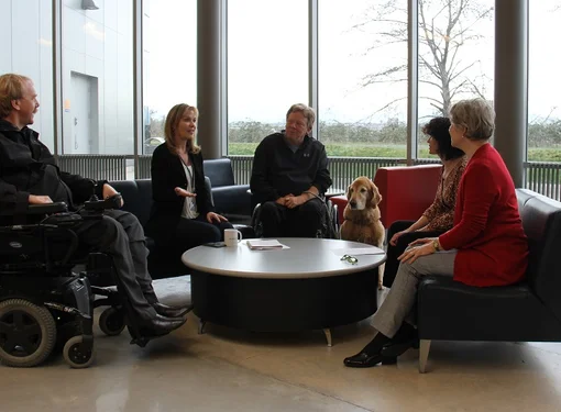 Group of people with disabilities come together to talk about working with a disability