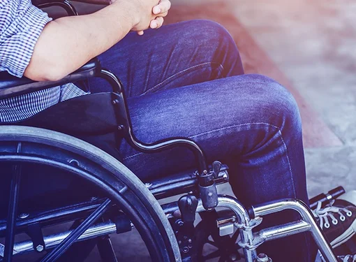 Birds-eye view of a person in a wheelchair