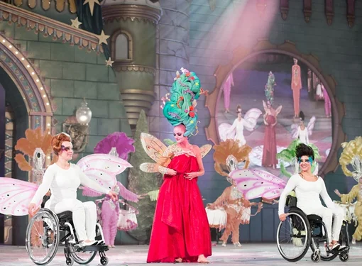 People with disabilities perform on stage