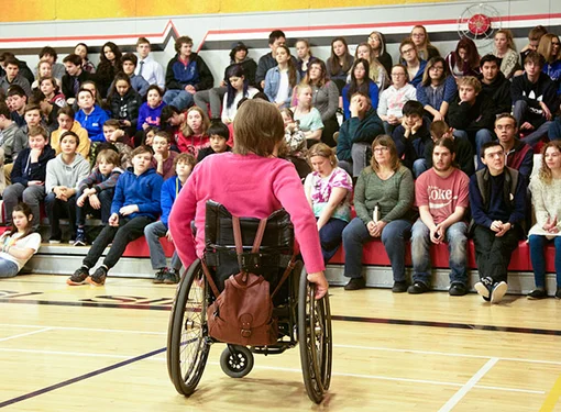 RHF Ambassador speaks to hundreds of students at school gymnasium