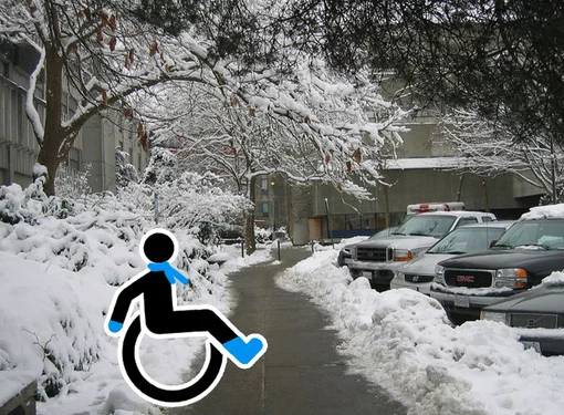 Icon of International Symbol of Access in winter snow