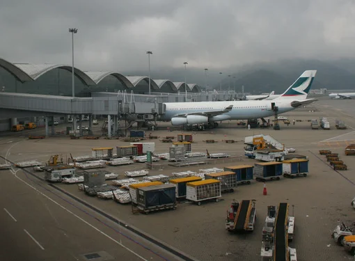Airplane docked at airport 