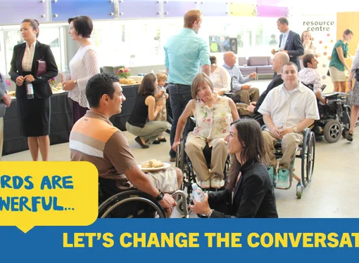 Text Graphic Says: Words are powerful... Lets change the conversation