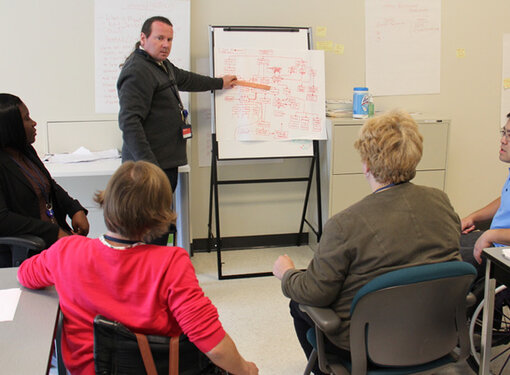Instructor teaching individuals how to communicate effectively with people with hearing loss