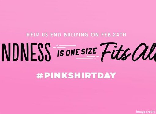 Text Graphic Says: Kindness is one size fits all #PinkShirtDay