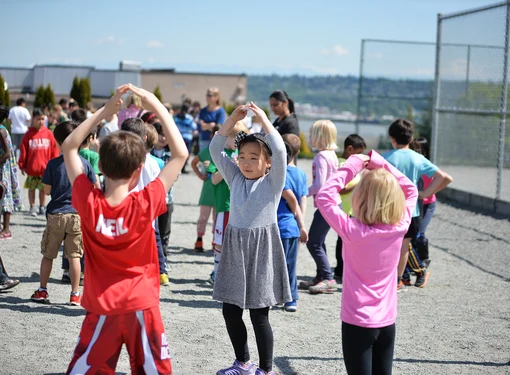 Students participate in exercises from the Rick Hansen Foundation School Program