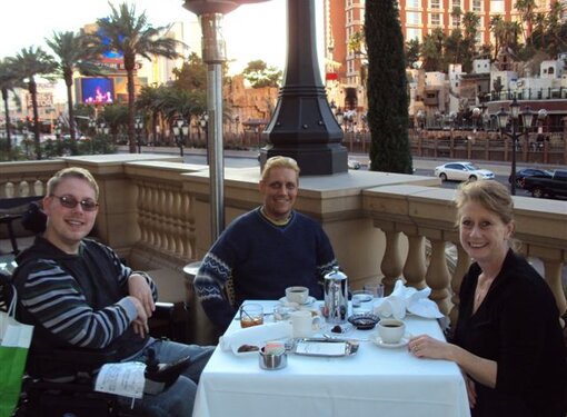 Three people having dinner in Las Vegas, Nevada