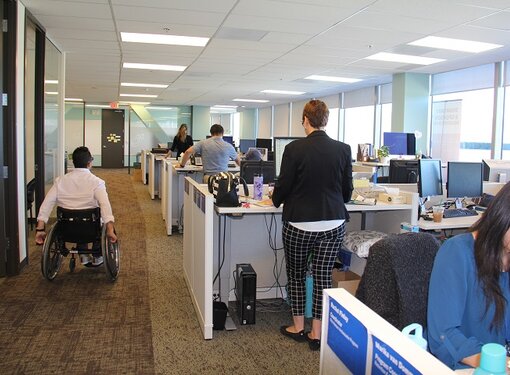 Rick Hansen Foundation staff working in an accessible office
