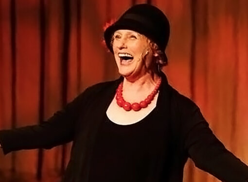 Cathy Browne on stage performing