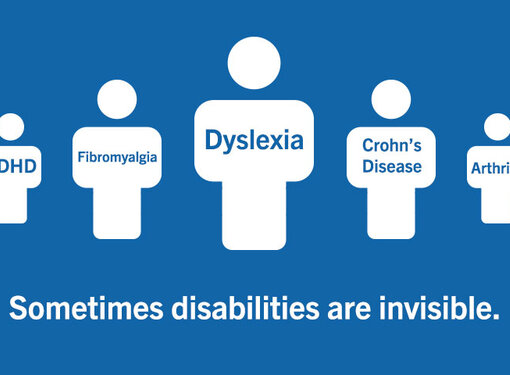 Text Graphic Says: Sometimes people with disabilities are invisible 