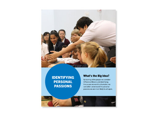 Photo of a group of high school students gathered around and looking at something or someone off camera. Cover for "Identifying Personal Passions" lesson.