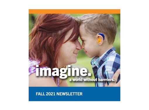 Imagine, Rick Hansen Foundation Fall Newsletter, mother and child with hearing aids