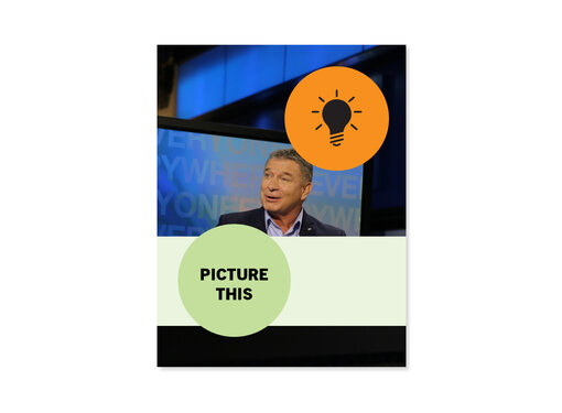 Television screen of a moment during an interview with Rick Hansen, title text says "Picture This"