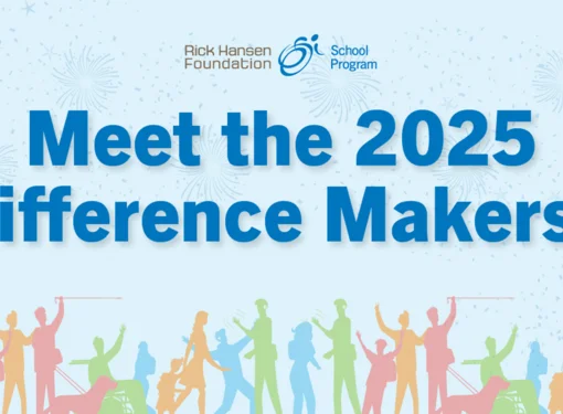 Rick Hansen Foundation School Program logo and a text that "Meet the 2025 Difference Makers!"