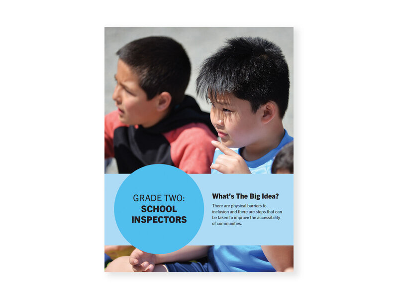 Two elementary-aged boys sitting together outside looking off view of the camera, as if they are listening to a set of instructions. Cover for "School Inspectors" lesson.