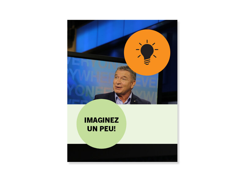 Television screen of Rick Hansen during an interview. Title text says: "Imaginez un peu!"